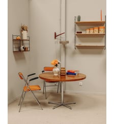 Table à manger ronde au plateau en bois Karla N°1168- Produit chiné Debongout