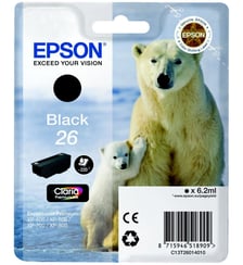 Cartouche d'encre Originale T260 Noire Photo Série Ours Polaire - C13T26014010 Epson