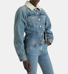 Veste à basques en denim délavé Balmain