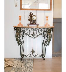 Console en marbre et fer forgé Hanna N°1351- Produit chiné Debongout