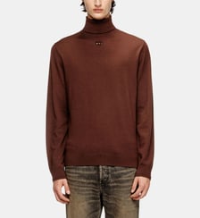 Pull à col roulé en laine avec logo ajouré Diesel