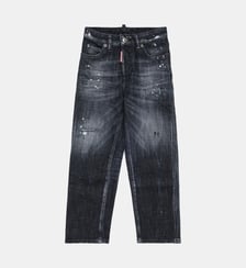 Jeans noir regular avec déchirures et taches - Boston Jean Dsquared2