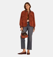 Veste En Cuir Suede Brune Maison 123