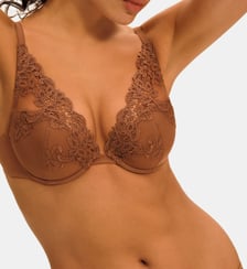 Soutien-gorge push-up décolleté plongeant - Brun Tender Simone Pérèle