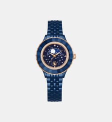 Montre Octea moon, Fabriqué en Suisse, Bracelet en métal, Finition bleue Swarovski