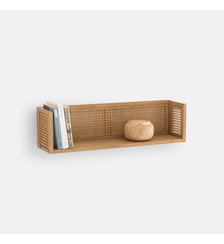 Etagère murale chêne, plaqué et cannage La Redoute Interieurs