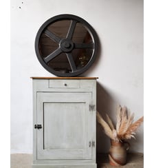 Miroir industriel en bois noir Igor N°945- Produit chiné Debongout