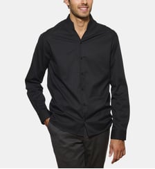 Chemise col chef noire en twill coupe droite Atelier Privé