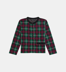 cardigan poche en jersey à carreaux tartan vert et rouge Agnès b.