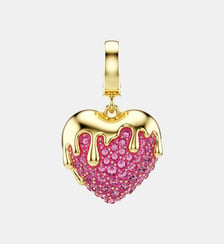 Charm Idyllia, Cœur, Rose, Doré à l’or 18 carats (750/1000) Swarovski