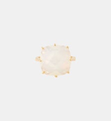 Bague solitaire pierre carrée La Diamantine blanc opalescent Les Néréides