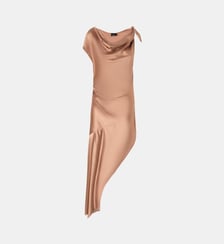 Robe de cérémonie mi-longue asymétrique en satin Pinko