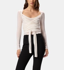 T-shirt effet noué en laine mélangée Pinko