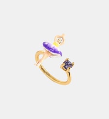 Bague ajustable ballerine tutu violet et jaune et cristal violet Les Néréides