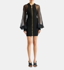 Robe courte en jersey et mousseline Balmain