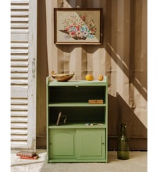 Étagère en bois vert Gaëlle N°879- Produit chiné Debongout