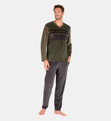 Pyjama long col V velours Eminence