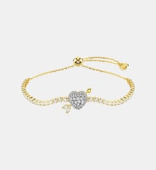 Bracelet Idyllia, Cœur avec flèche, Doré à l’or 18 carats (750/1000) Swarovski