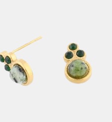 Boucles d'oreilles puces en acier inoxydable et pierre verte Balaboosté