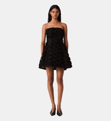 Robe bustier ornée de fleurs Maje