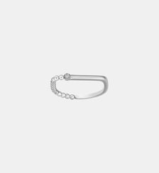 Bague épaulée finition perlée Funambule | Mix en Argent avec diamant blanc La Garçonne Diamant