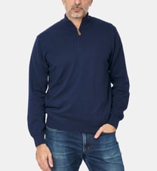 Pull col zippé en coton marine Atelier Privé