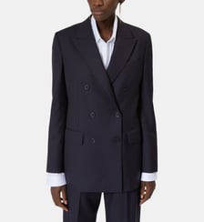 Veste tailleur croisée en laine rayée The Kooples