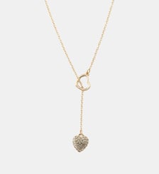 Collier à pendentifs cœurs dorés et strassés Balaboosté