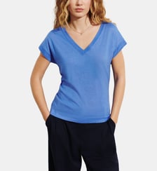 T-shirt droit maille fine en cachemire et soie Bompard