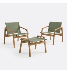 Salon de jardin bas, en acacia, 2 places, 2 fauteuils et 1 repose-pieds La Redoute Interieurs