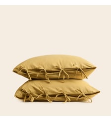 Lot De 2 Taies D'Oreiller  Satin de coton lavé uni à nouettes Madura