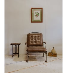 Fauteuil vintage en cuir et fer chromé Jakob N°897- Produit chiné Debongout