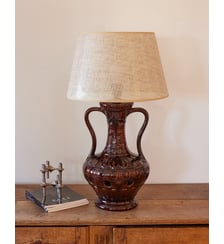 Lampe en céramique vintage chocolat Julia N°1062- Produit chiné Debongout