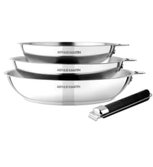 Batterie de cuisine 3 poeles poignee amovible Arthur Martin