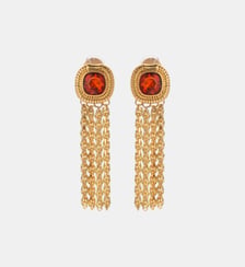 Boucles d'oreilles pendantes avec cabochon et cascade de chaînes PUSHA Hipanema