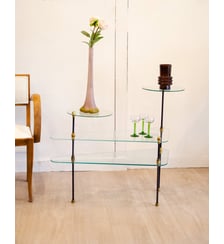 Étagère modulable en verre et métal Isabelle N°291- Produit chiné Debongout