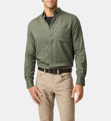 Chemise unie slim en coton et lyocell manches longes Barrhill Rodd & Gunn