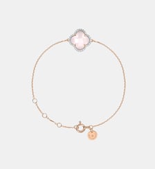 Bracelet, quartz rose milky, diamants, or rose Morganne Bello