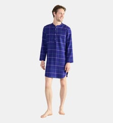 Chemise de nuit col officier en flanelle de coton, Duo Chaud Laurence Tavernier
