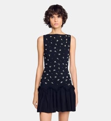 Robe courte en velours à perles Sandro