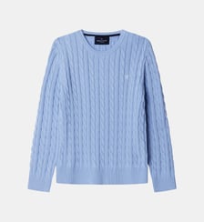 Pull À Col Rond En Coton À Maille Torsadée Hackett London