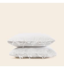 Lot De 2 Taies D'Oreiller  Satin de coton lavé uni à nouettes Madura