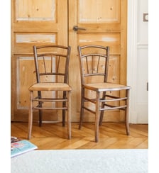 Lot de 2 chaises cannées en bois Claude N°1041- Produit chiné Debongout