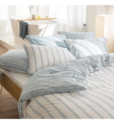 Housse de couette en percale de coton, LIGNES ÉPHÉMÈRES Blanc Cerise