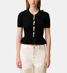 Top maille coeurs ajourés Claudie Pierlot