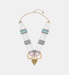 Collier avec perles et chaînes pendentif central NAMYBI Hipanema