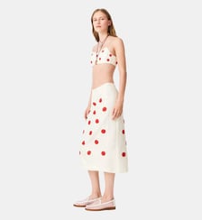 Brassière en lin et soie brodée Maje