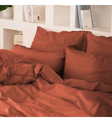 Taie d'oreiller en percale de coton lavé, DOUCEUR LAVÉE Blanc Cerise