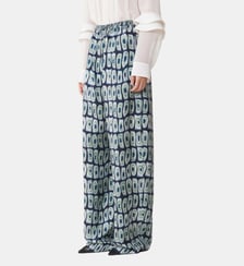 Pantalon Large En Soie Imprimée Lanvin