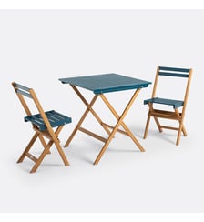 Set de jardin pliable, en acacia, 2 places, table carrée et 2 chaises La Redoute Interieurs